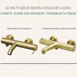 Essebagno Mitigeur bain-douche mécanique or brossé Luisa