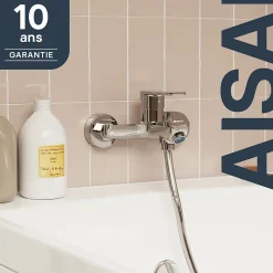 Robinet De Baignoire|GoodHome Mitigeur bain/douche mécanique, chrome, NF, Aisai