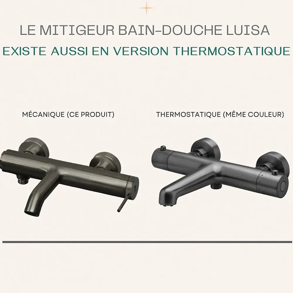 Essebagno Mitigeur bain-douche mécanique gun métal Luisa