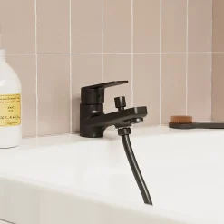 Robinet De Baignoire|GoodHome Mitigeur bain/douche monotrou, noir, Aisai