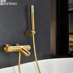 Robinet De Baignoire|Imex Mitigeur Bain/Douche Thermostatique Anti-Calcaire Or Brossé GENOVA BDG053-4OC