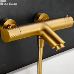 Robinet De Baignoire|Imex Mitigeur Bain/Douche Thermostatique Anti-Calcaire Or Brossé GENOVA BDG053-4OC