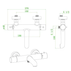 Essebagno Mitigeur bain-douche thermostatique cuivre brossé Luisa