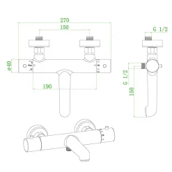 Robinet De Baignoire|Essebagno Mitigeur bain-douche thermostatique or brossé Luisa