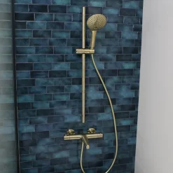 Robinet De Baignoire|Essebagno Mitigeur bain-douche thermostatique or brossé Luisa
