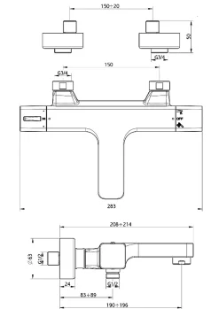 Robinet De Baignoire|Essebagno Mitigeur bain-douche thermostatique chromé Voluto