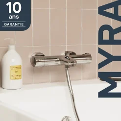 GoodHome Mitigeur bain/douche thermostatique, chrome, NF, Myra