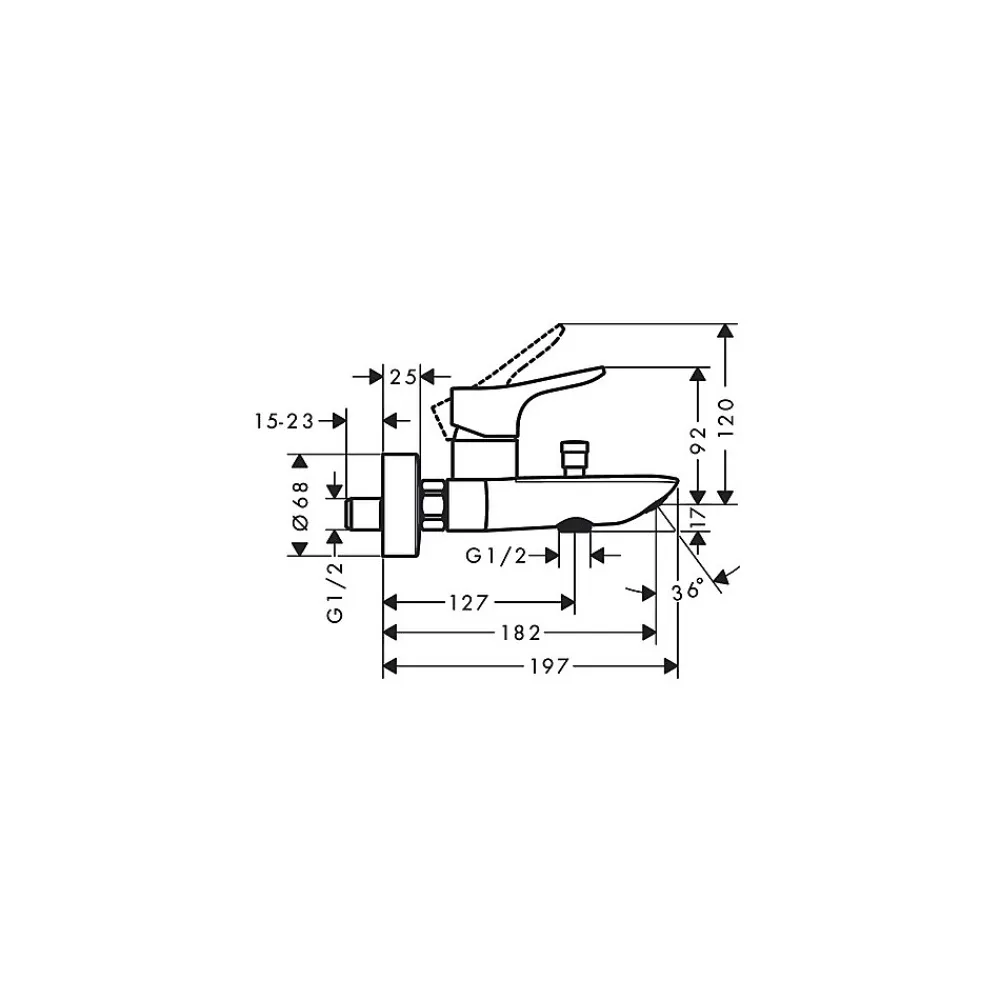 Hansgrohe Mitigeur bain-douche ZEBRIS mural - - 72575000