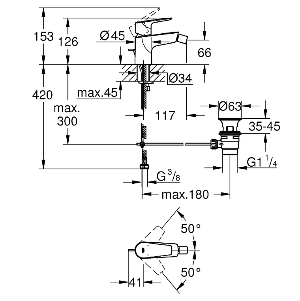 Grohe Mitigeur bidet Quickfix StartEdge