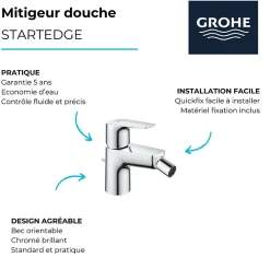 Grohe Mitigeur bidet Quickfix StartEdge + microfibre