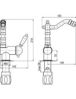 Robinet De Bidet|Rav Mitigeur bidet LABE à poser en laiton bronze avec poignée en céramique