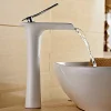 Robinet Lave-Mains|Kroos Mitigeur cascade Blanc pour Lavabo Chromé Design Moderne