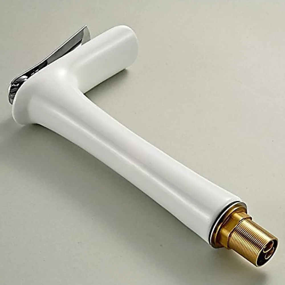 Robinet Lave-Mains|Kroos Mitigeur cascade Blanc pour Lavabo Chromé Design Moderne