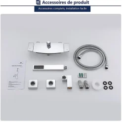 Robinet De Baignoire|Homelody Mitigeur de Baignoire Cascade Robinet de Douche Mural avec Douchette à Mains Laiton Set de douche en Laiton Chromé
