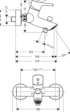 Hansgrohe Mitigeur de baignoire chromé Talis S