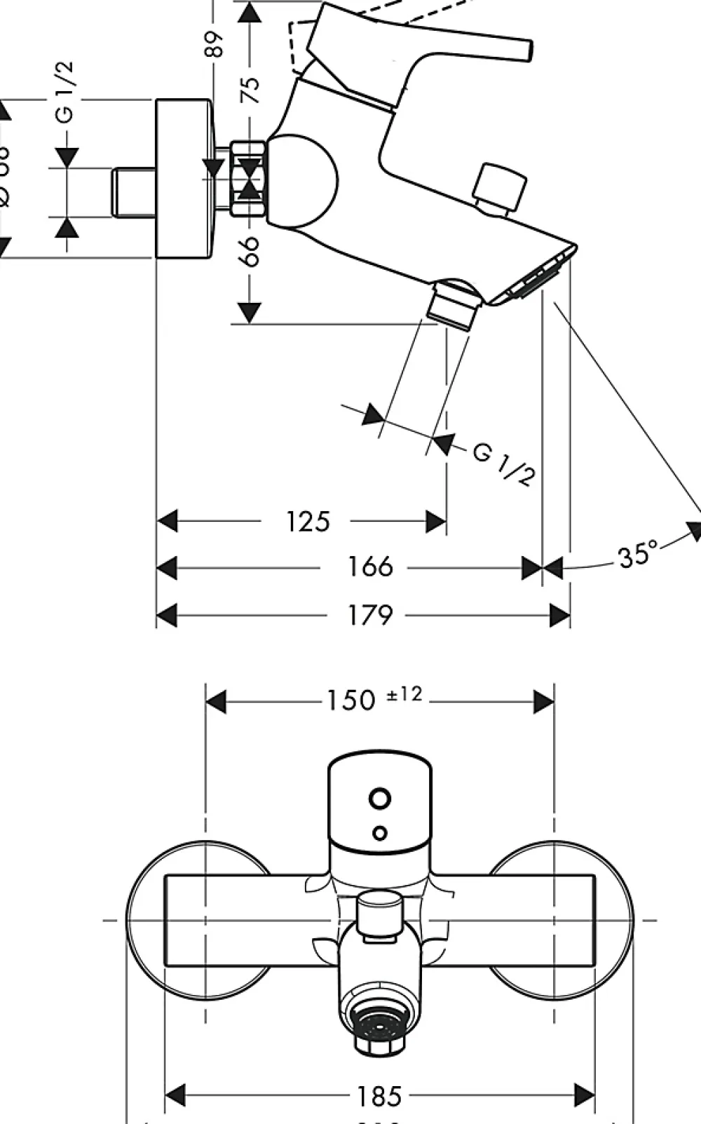Hansgrohe Mitigeur de baignoire chromé Talis S