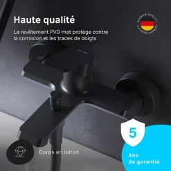 Am.Pm Europe Mitigeur de baignoire mécanique Robinet de baignoire, mitigeur salle de bain, Noir Flash FNA10022 AM.PM