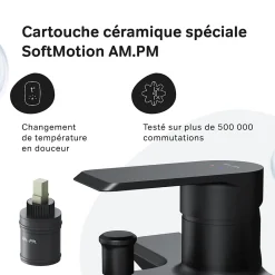 Am.Pm Europe Mitigeur de baignoire mécanique Robinet de baignoire, mitigeur salle de bain, Noir Flash FNA10022 AM.PM