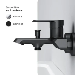 Am.Pm Europe Mitigeur de baignoire mécanique Robinet de baignoire, mitigeur salle de bain, Noir Flash FNA10022 AM.PM