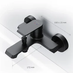 Am.Pm Europe Mitigeur de baignoire mécanique Robinet de baignoire, mitigeur salle de bain, Noir Flash FNA10022 AM.PM