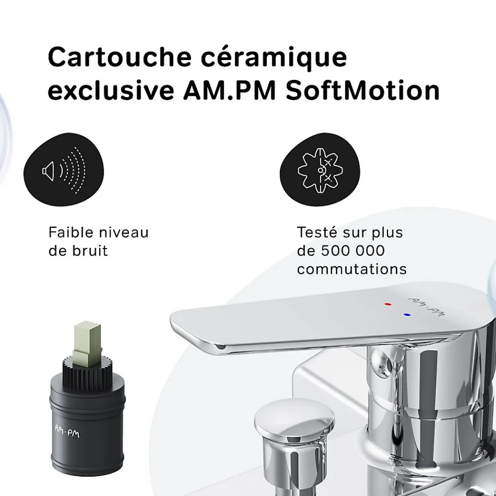 Am.Pm Europe Mitigeur de baignoire mécanique Robinet de baignoire, mitigeur salle de bain, Chromé, FTA10000 Hit AM.PM