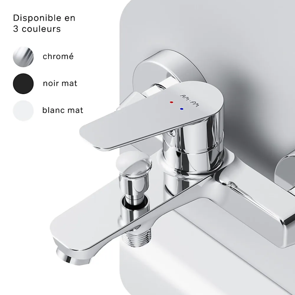 Am.Pm Europe Mitigeur de baignoire mécanique Robinet de baignoire, mitigeur salle de bain, Chromé, FTA10000 Hit AM.PM