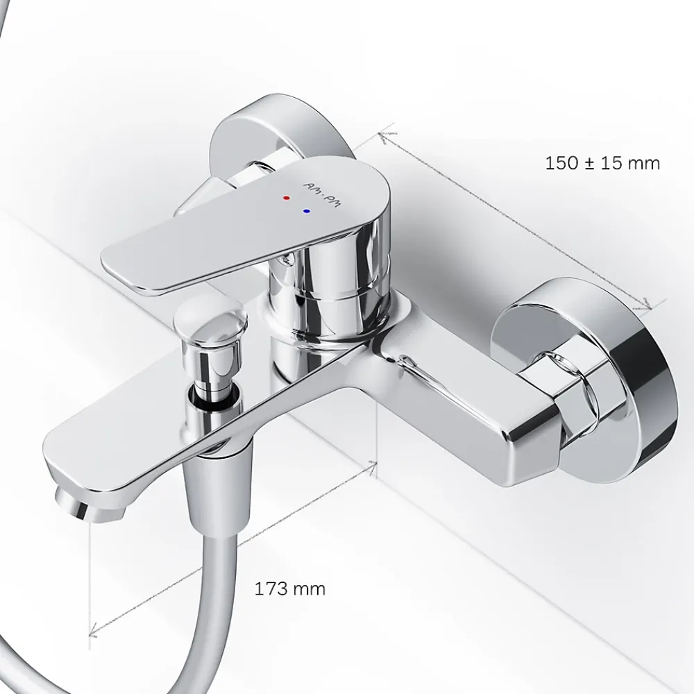 Am.Pm Europe Mitigeur de baignoire mécanique Robinet de baignoire, mitigeur salle de bain, Chromé, FTA10000 Hit AM.PM