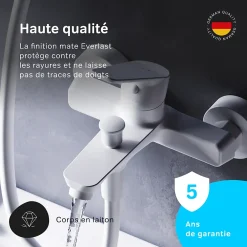 Robinet De Baignoire|Am.Pm Europe Mitigeur de baignoire mécanique Robinet de baignoire, mitigeur salle de bain, Blanc FTA10033 Hit AM.PM