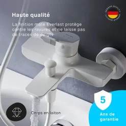 Am.Pm Europe Mitigeur de baignoire mécanique Robinet de baignoire, mitigeur salle de bain Blanc taille M, FXA10033 X-Joy AM.PM