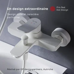 Am.Pm Europe Mitigeur de baignoire mécanique Robinet de baignoire, mitigeur salle de bain Blanc taille M, FXA10033 X-Joy AM.PM