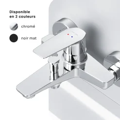 Am.Pm Europe Mitigeur de baignoire mécanique Robinet de baignoire, mitigeur salle de bain, Chromé, FGA10000 Gem AM.PM
