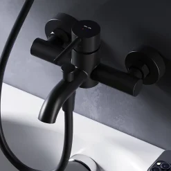 Am.Pm Europe Mitigeur de baignoire mécanique Robinet de baignoire, mitigeur salle de bain, Noir, FPA10022 Spike AM.PM