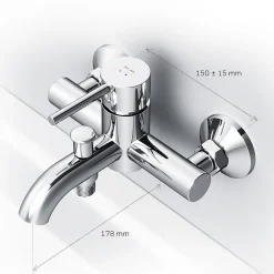 Robinet De Baignoire|Am.Pm Europe Mitigeur de baignoire mécanique Robinet de baignoire, mitigeur salle de bain, Chromé, FPA10000 Spike AM.PM