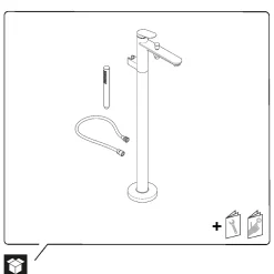 Duravit Mitigeur de baignoire monocommande sur pied avec bec et douchette + flexible - Chrome - 13,5x31,2x95cm - Wave