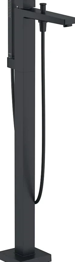 Duravit Mitigeur de baignoire monocommande sur pied avec bec et douchette + flexible - Noir mat - 13,5x31,5x94cm - Manhattan