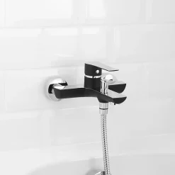 Robinet De Baignoire|GoodHome Mitigeur de baignoire noir Wicie