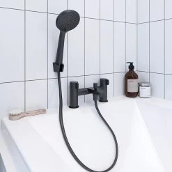 Robinet De Baignoire|GoodHome Mitigeur de baignoire noir avec douchette Cavally