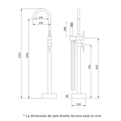 Colonne De Baignoire|Valaz Mitigeur de baignoire sur pied autoportant CALGARY chrome