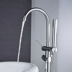 Colonne De Baignoire|Valaz Mitigeur de baignoire sur pied autoportant CALGARY chrome