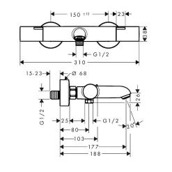 Robinet De Douche|Hansgrohe Mitigeur de baignoire thermostatique chromé Ecostat Life