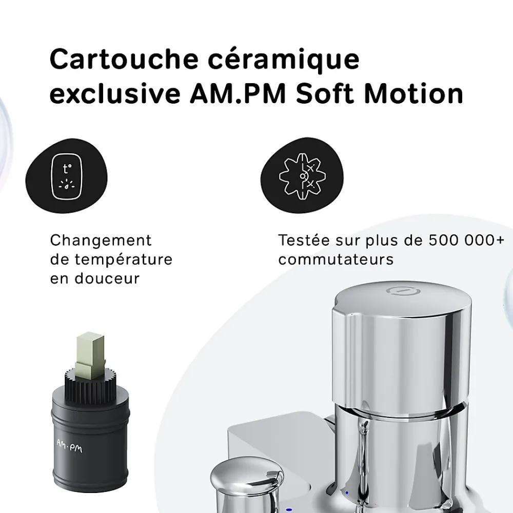 Am.Pm Europe Mitigeur de baignoire TouchReel, Robinet de baignoire, mitigeur salle de bain, Chromé, FXT10500 X-Joy AM.PM