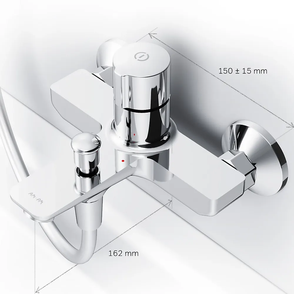 Am.Pm Europe Mitigeur de baignoire TouchReel, Robinet de baignoire, mitigeur salle de bain, Chromé, FXT10500 X-Joy AM.PM