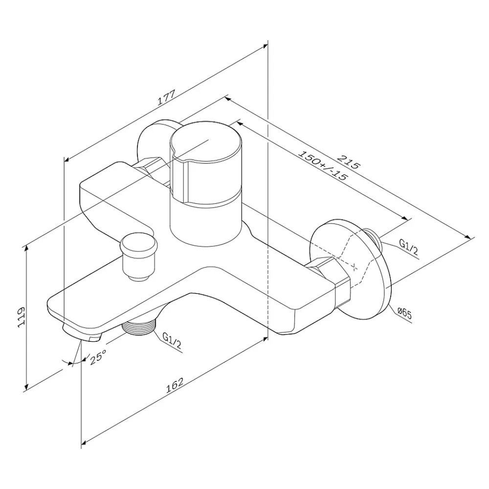 Am.Pm Europe Mitigeur de baignoire TouchReel, Robinet de baignoire, mitigeur salle de bain, Chromé, FXT10500 X-Joy AM.PM