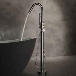 Robinet De Baignoire|Bernstein Mitigeur de bain sur pied, Robinet mélangeur design sur pied pour baignoire - NT7752 - Chrome