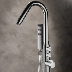 Robinet De Baignoire|Bernstein Mitigeur de bain sur pied, Robinet mélangeur design sur pied pour baignoire - NT7752 - Chrome