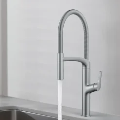 Evier Et Robinet De Buanderie|GoodHome Mitigeur de cuisine avec douchette effet inox Arbane