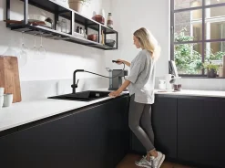 Evier Et Robinet De Buanderie|Hansgrohe Mitigeur de cuisine avec douchette noir mat Talis M 54 bec droit