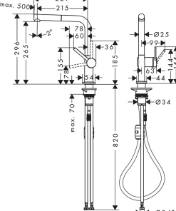 Evier Et Robinet De Buanderie|Hansgrohe Mitigeur de cuisine avec douchette noir mat Talis M 54 bec droit