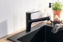 Hansgrohe Mitigeur de cuisine avec douchette noir mat Zesis M33 H. 219mm