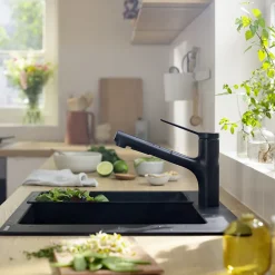 Hansgrohe Mitigeur de cuisine avec douchette noir mat Zesis M33 H. 219mm